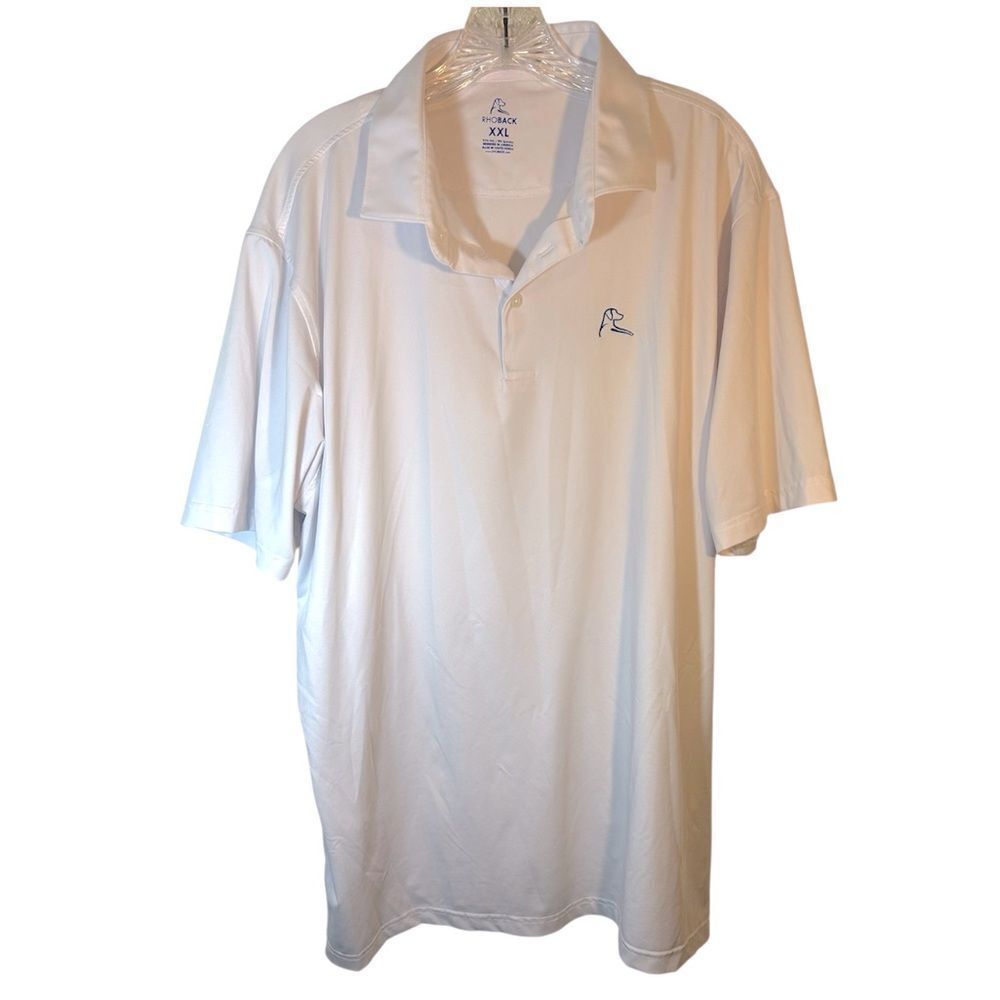 Rhoback mens polo shirt xxl white quick dry golf print casual everyday preppy